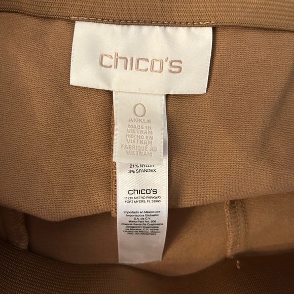 Chico's Juliet Ankle Pants Tan Camel Knit Ponte Pant Womens - Picture 6 of 8